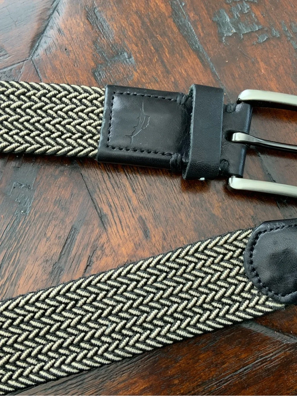 Tommy Bahama black/Cream Belt with Black Leather.Navy/cream with brown leather.